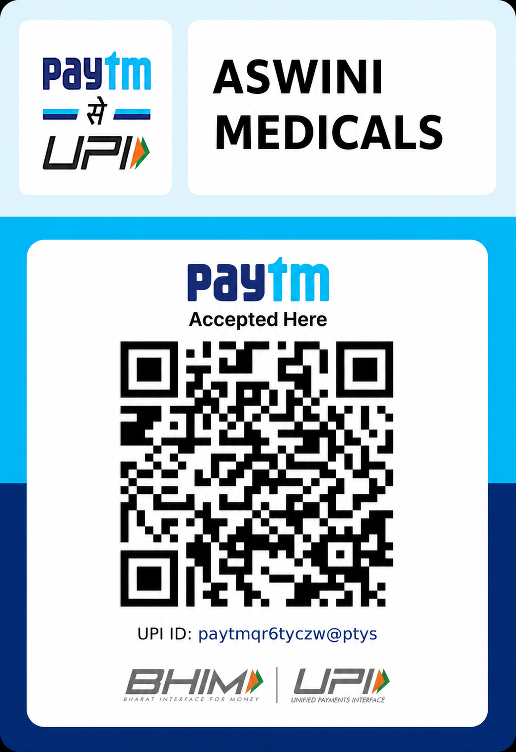 Aswini Medicals UPI QR Code